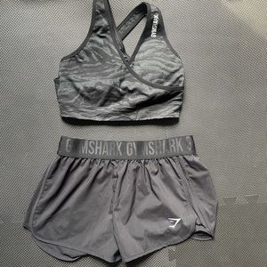 Gymshark Adapt Animal Seamless Sports Bra and Gymshark Training Loose Fit Shorts